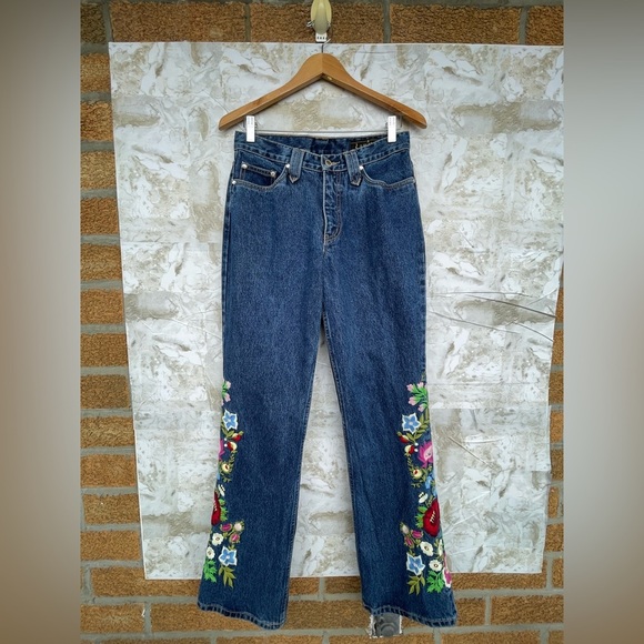 Lawmen Embroidered Bootcut Jeans Sz 7 Floral - Picture 1 of 16